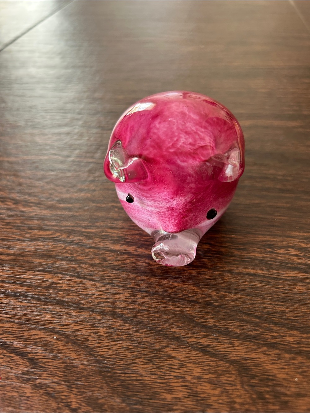 Vintage style Handblown Glass Pig Figurine in cranberry glass collection.